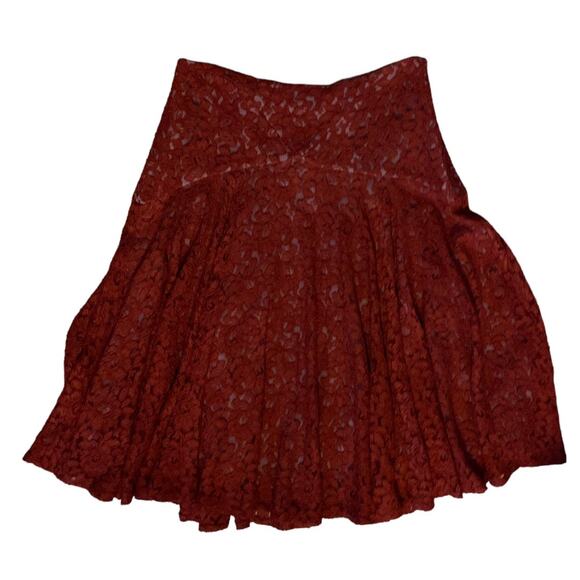 moulinette soeurs size 4 small anthropologie casual f zipper skirt red lace rust - Picture 2 of 12